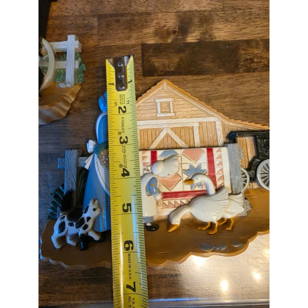 Vintage Burwood Products Amish Country Wall Hanging Set 2pc Barn Carriage USA